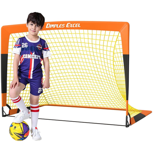 Dimples Excel Soccer Goals Kids Soccer Net for Backyard 1 pack,7x5 FT, 5x3.6 FT, 4x3 FT, 3x2.2 FT